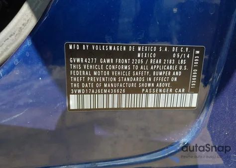 2014 Volkswagen Jetta 1.8T Se из США, поврежденный, VIN 3VWD17AJ6EM436626